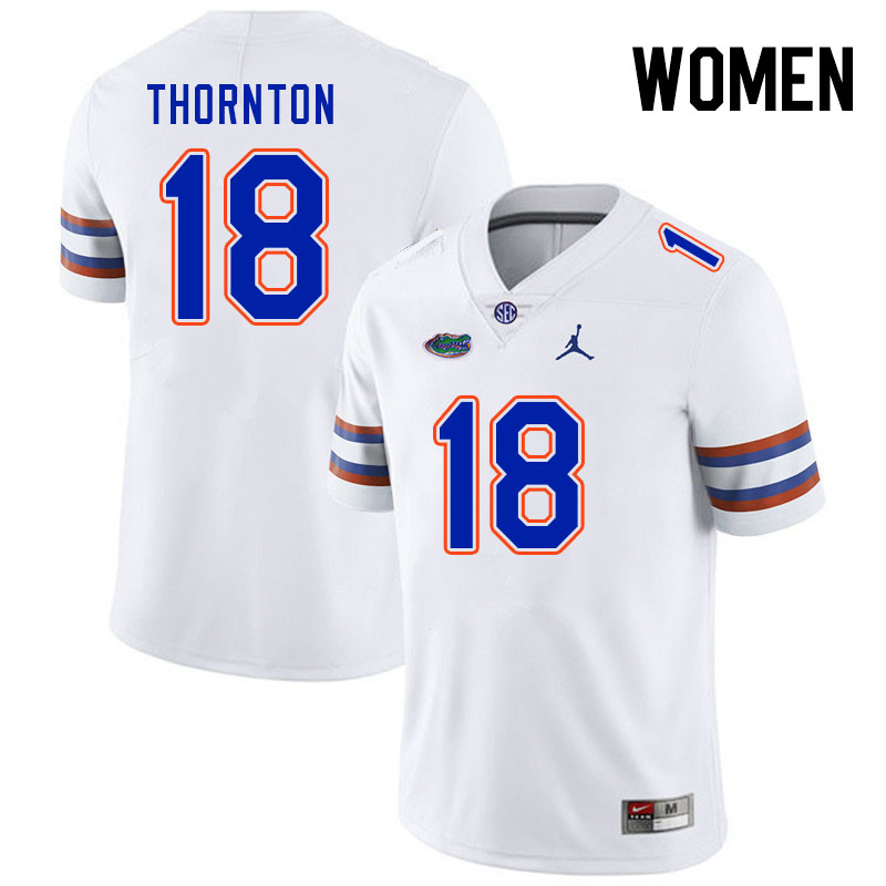 Women #18 Bryce Thornton Florida Gators College Football Jerseys Stitched-White - Click Image to Close